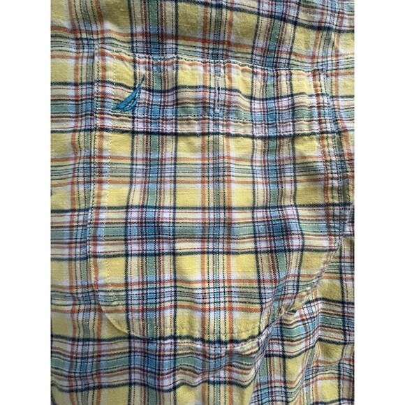 Nautica Men's Short Sleeve Button Up Shirt Yellow Multicolor Plaid Size L - Picture 2 of 10